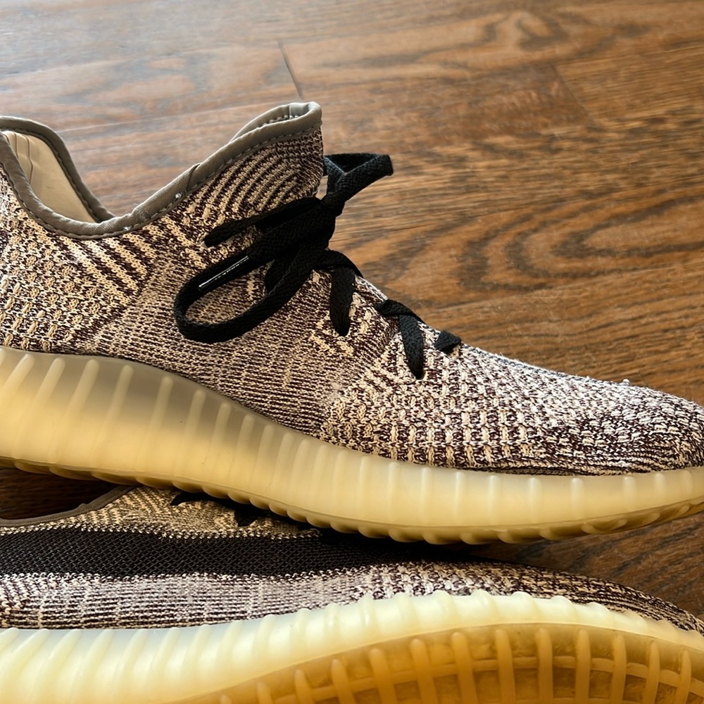 Yeezy Adidas Brown/Beige Knit Fabric 350 V2 Zyon Sneakers - Picture 7 of 13